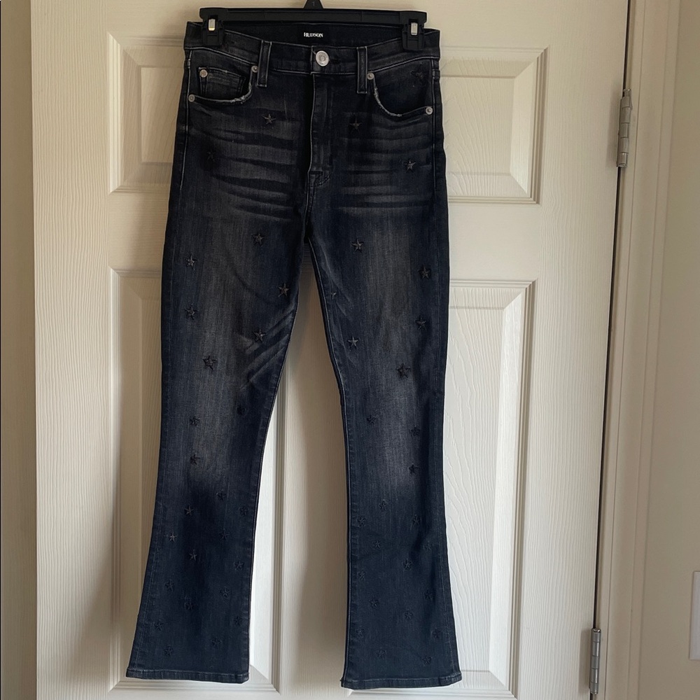 Hudson Dark Wash Flare Jeans with stars